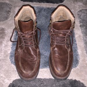 Brown hiking boots